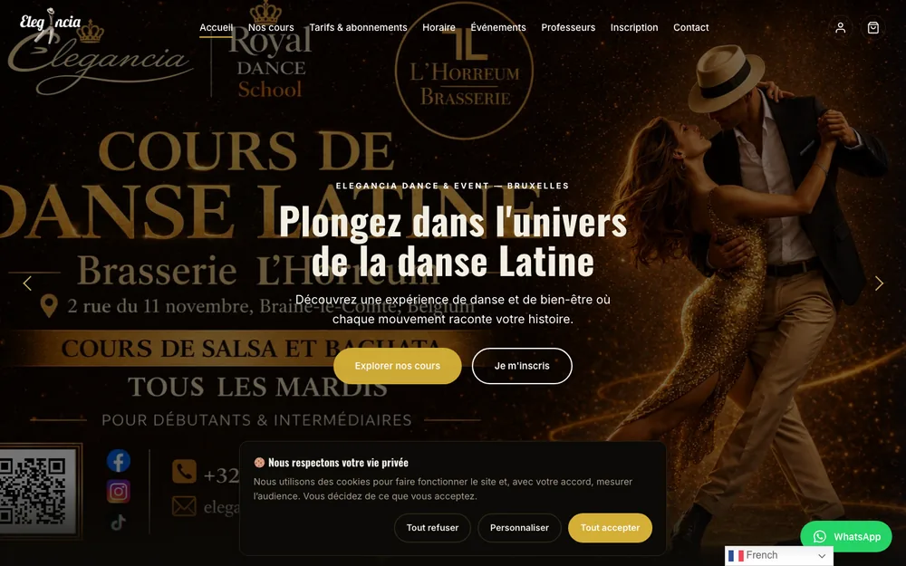 Aperçu du site de l'école Elegancia propulsé par DANZ