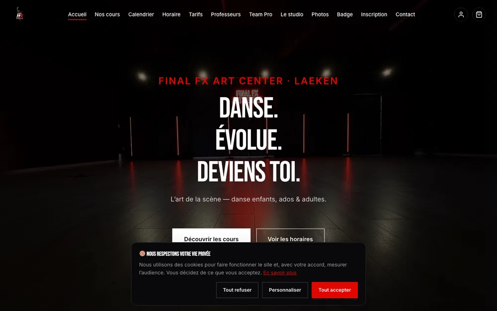 Aperçu du site FFX Art Center propulsé par DANZ